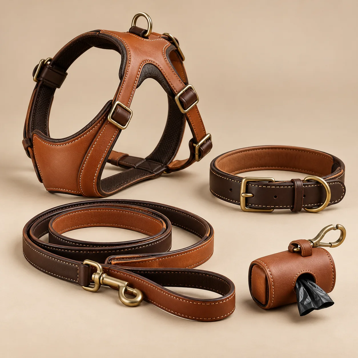 Illustrative leather pet accessories