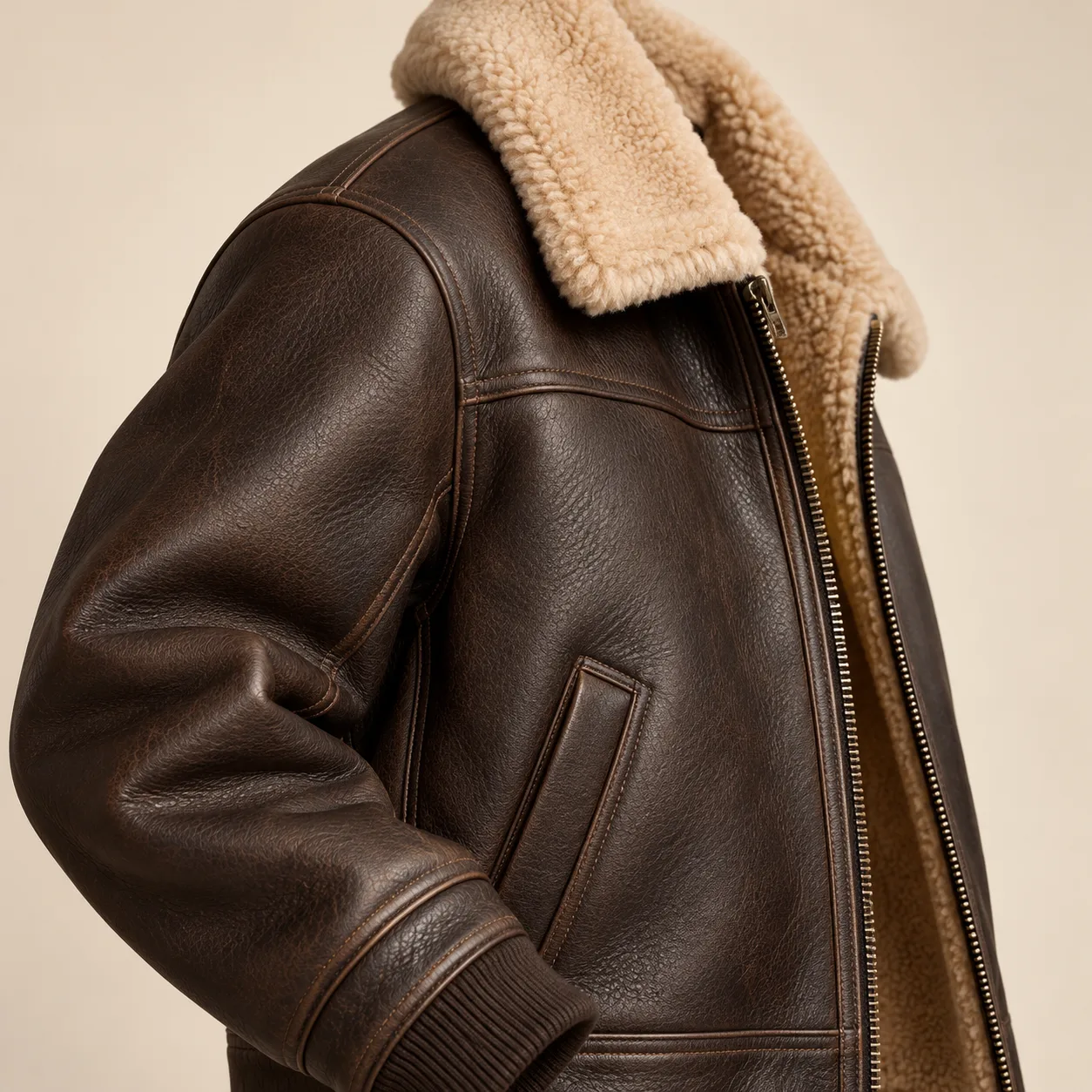 Aviator Leather Jacket concept product image — view 3