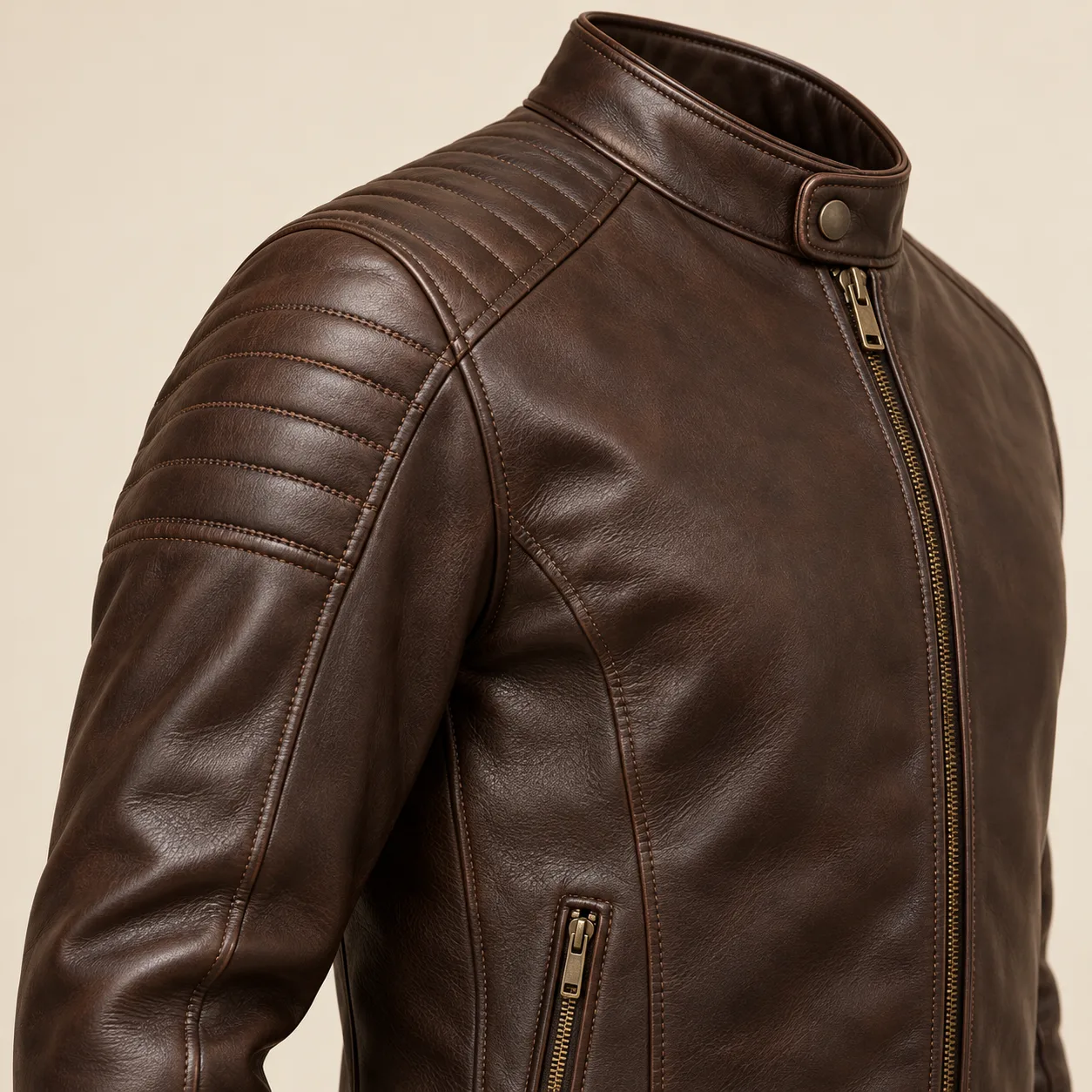Cafe Racer Leather Jacket concept product image — view 3