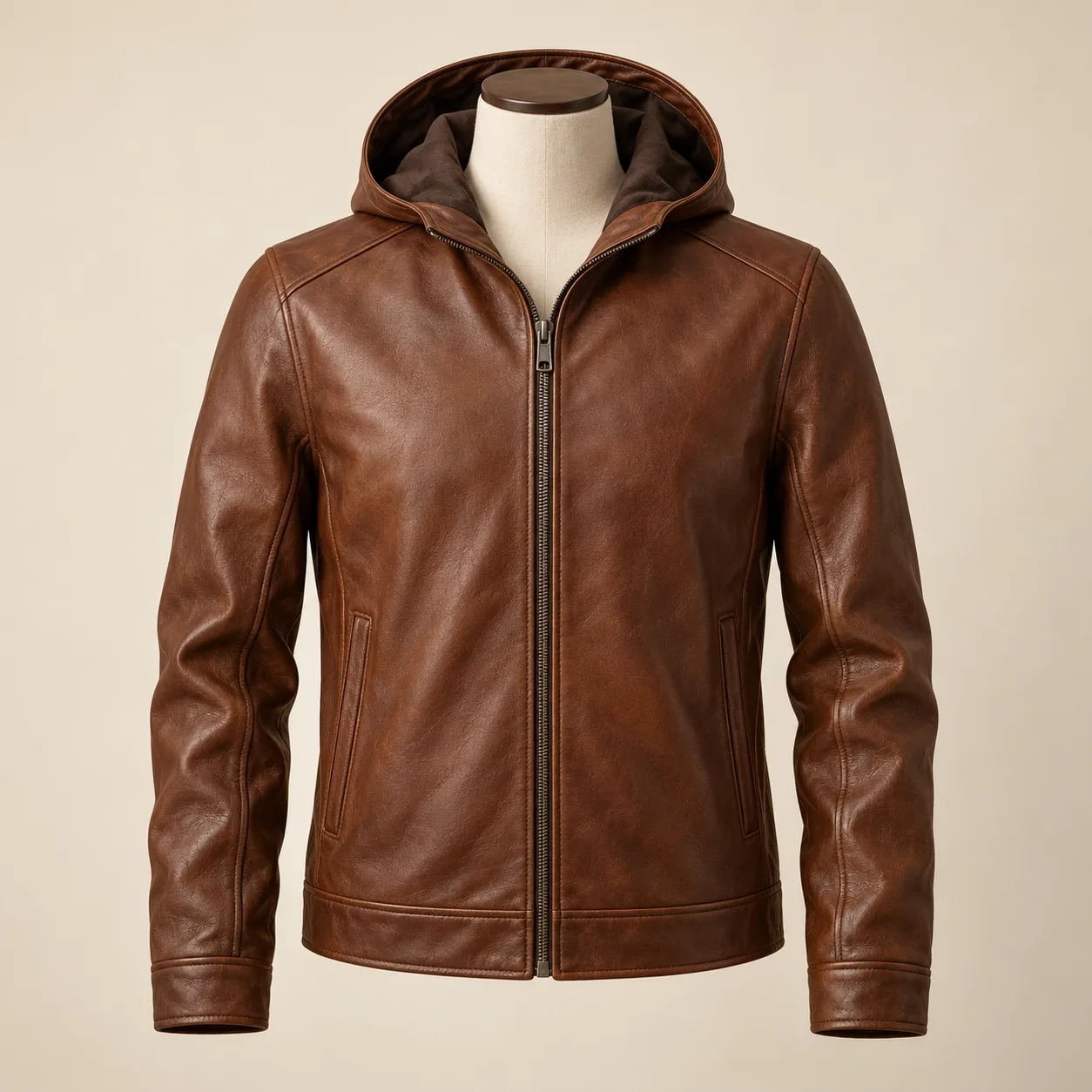 Hooded Leather Jacket concept product image