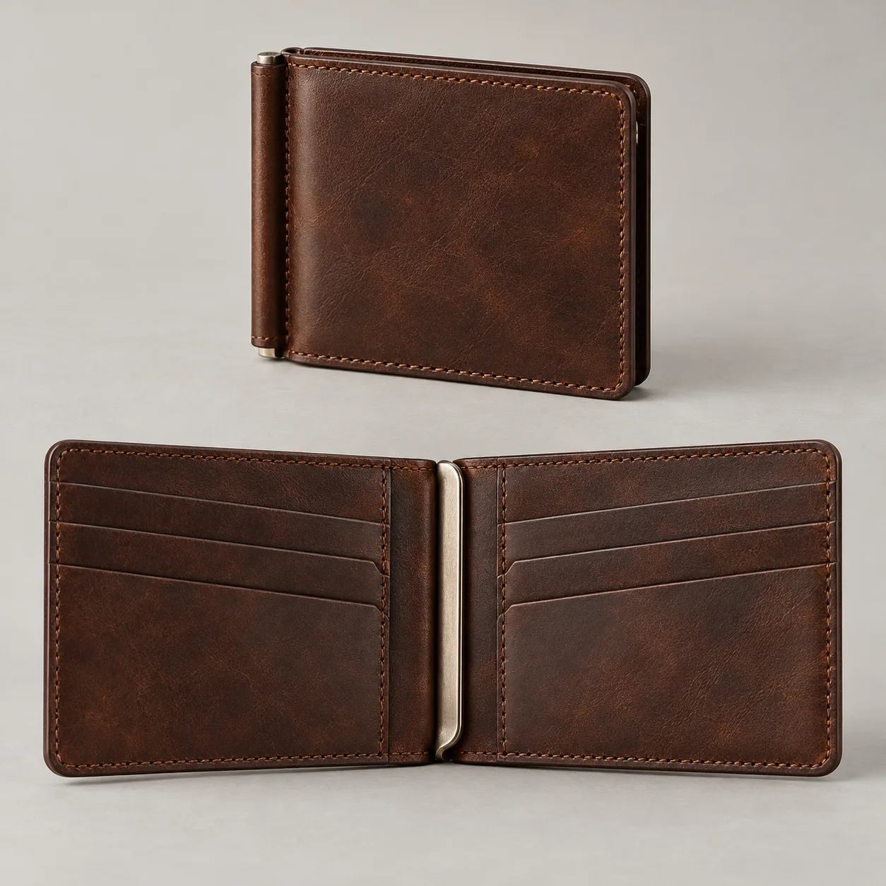 Leather Money Clip Wallet concept product image — view 3