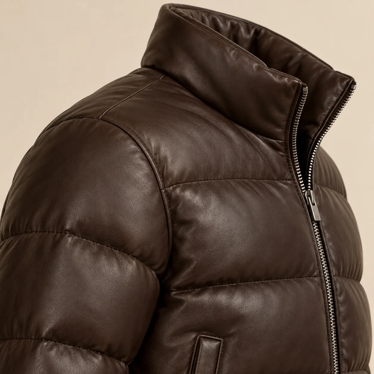 Leather Puffer Jacket concept product image — view 3