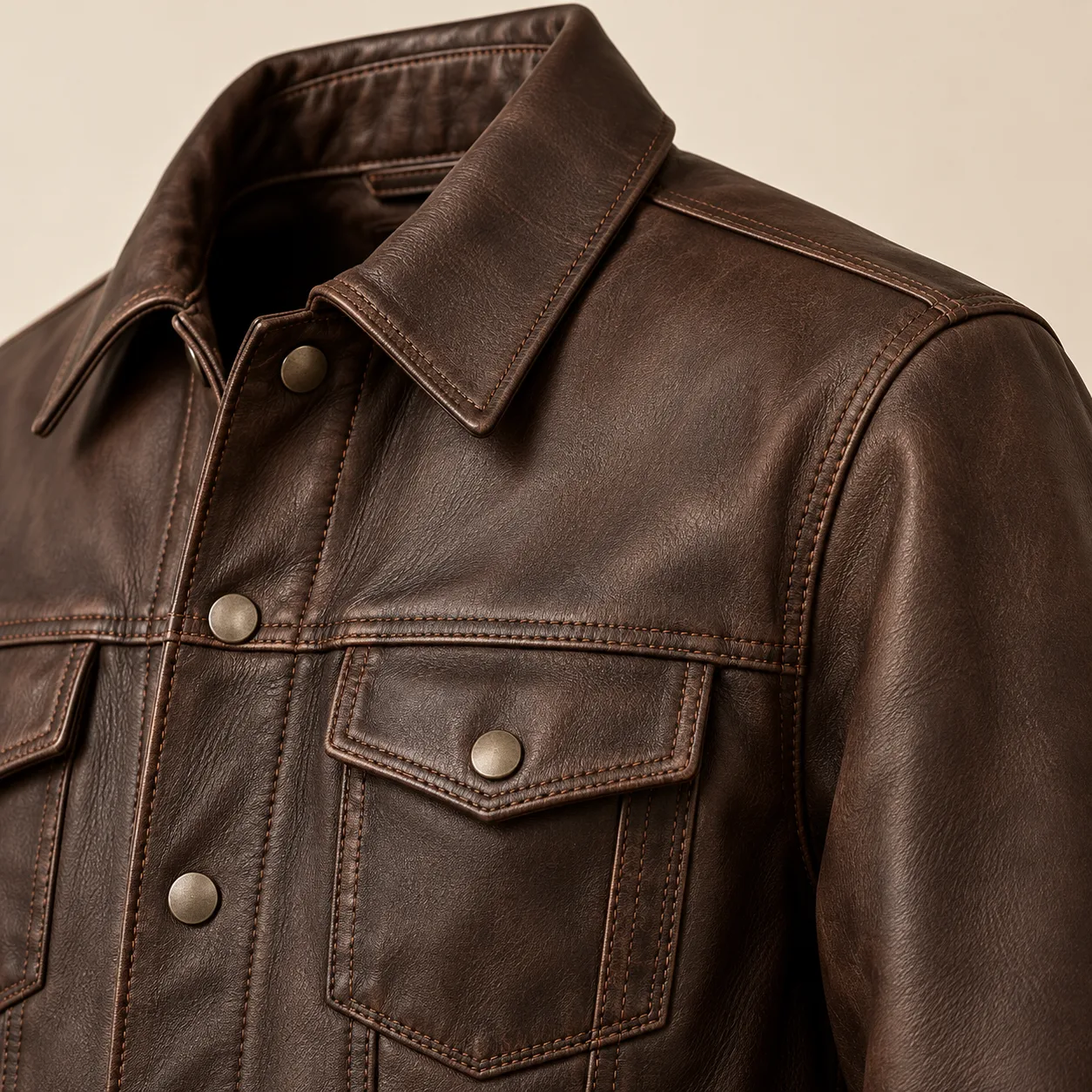 Leather Trucker Jacket concept product image — view 3