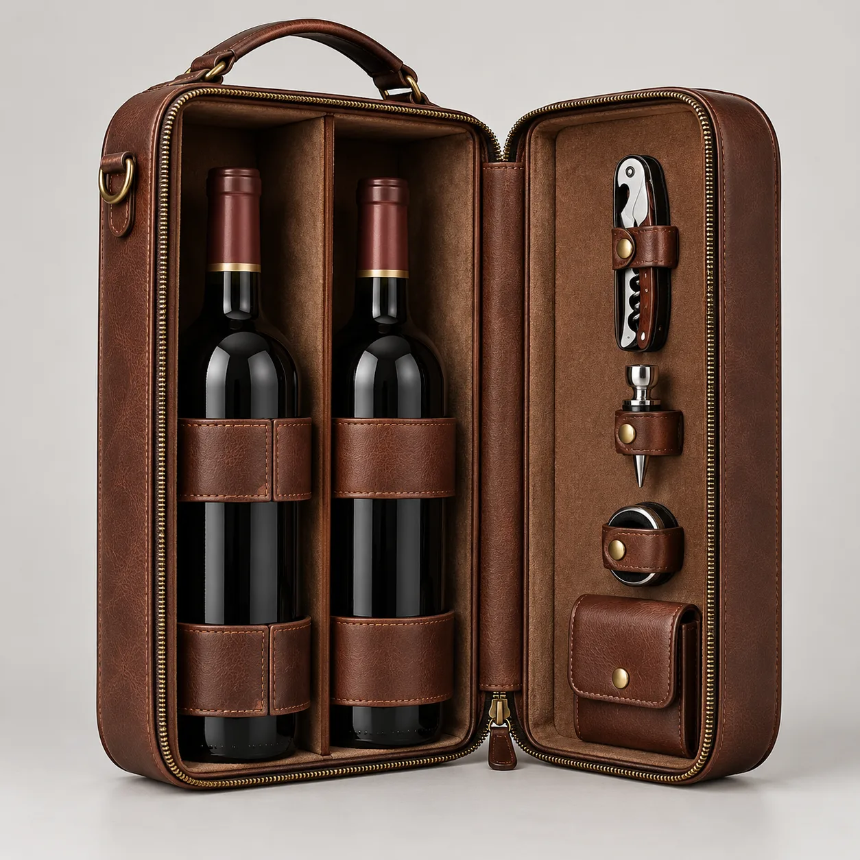 Leather Wine Gift Carrier concept product image — view 3
