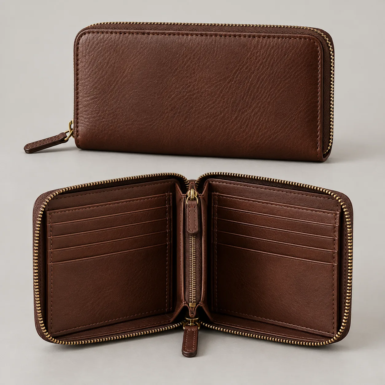 Leather Zip Around Wallet concept product image — view 3