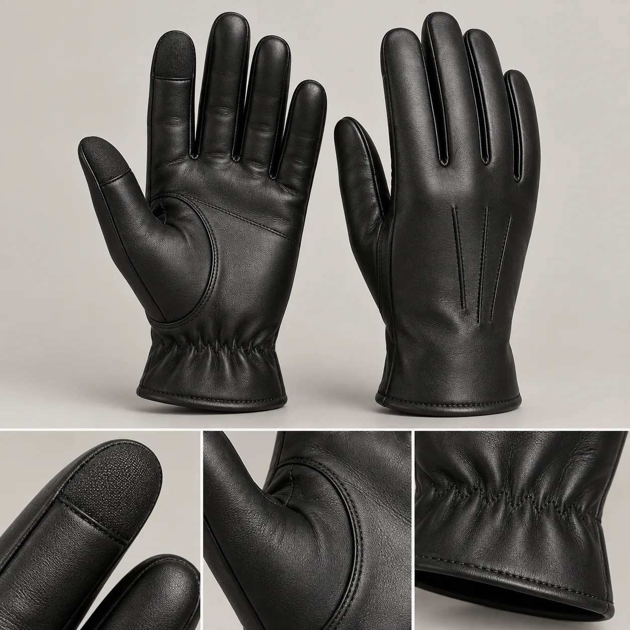 Touchscreen Leather Gloves concept product image — view 3