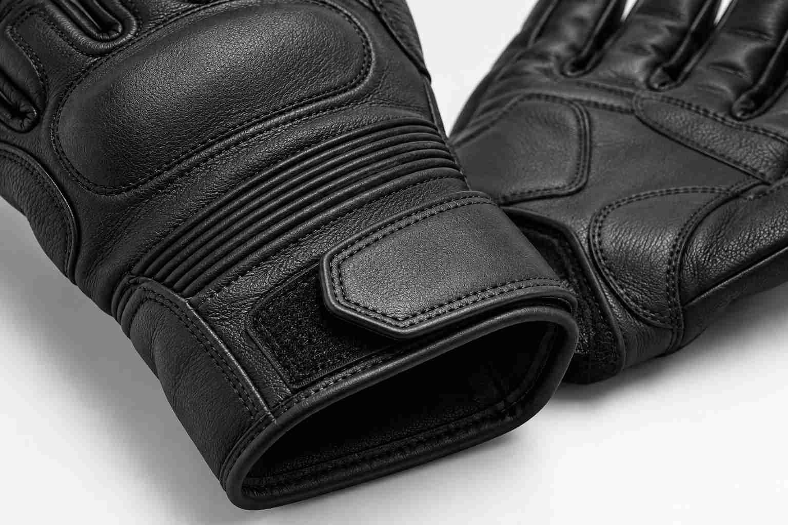 Concept render of unbranded leather motorcycle gloves — view 4