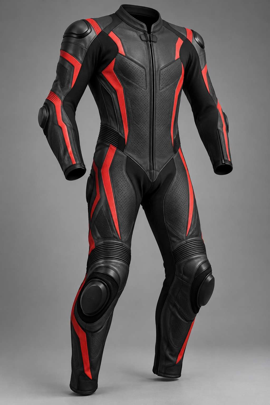 Concept render of an unbranded motorcycle racing suit — view 2