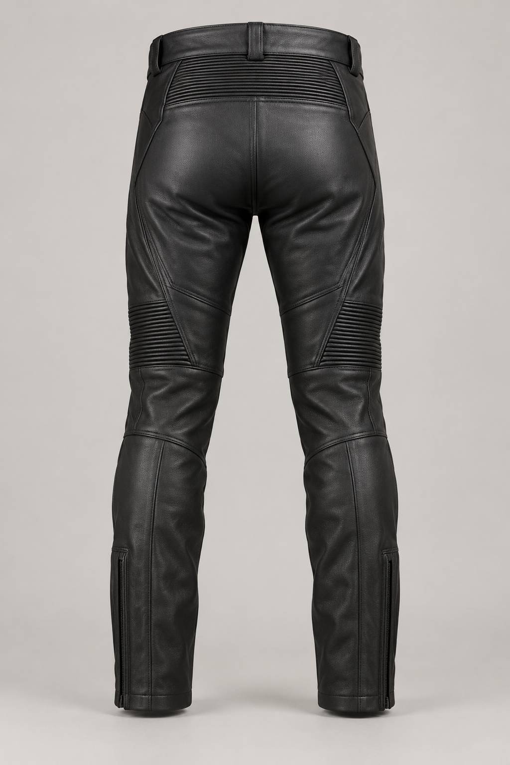 Concept render of unbranded leather motorcycle trousers — view 3