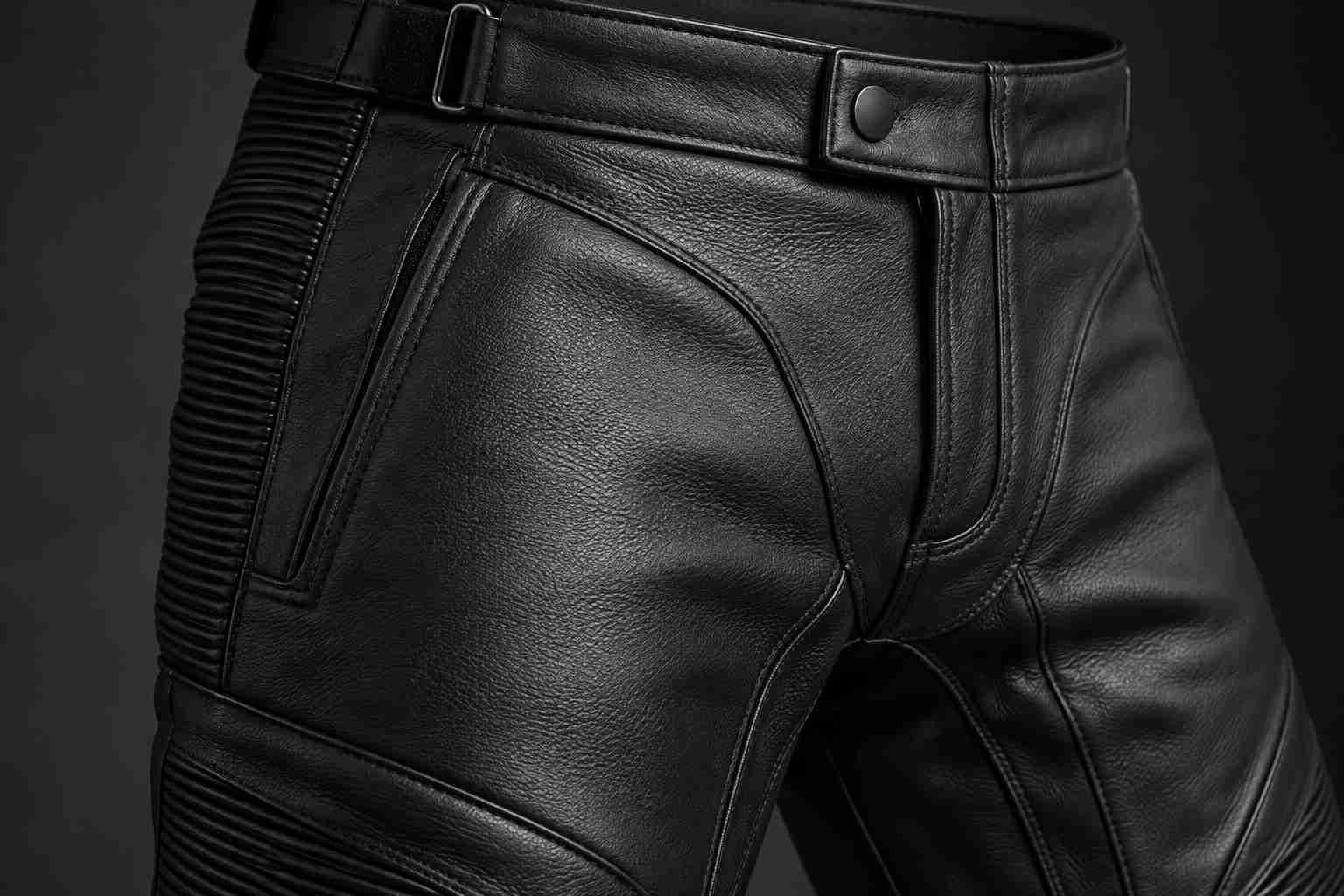 Concept render of unbranded leather motorcycle trousers — view 4