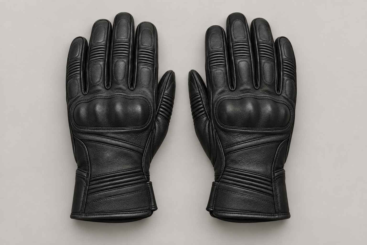 Concept render of unbranded leather motorcycle gloves — view 3