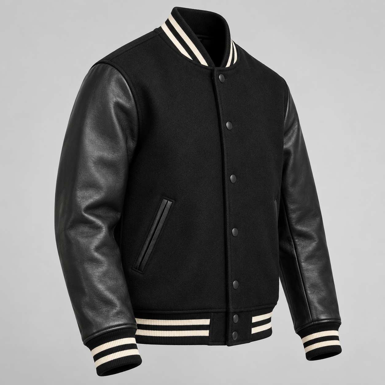 Varsity jacket with leather sleeves — view 2